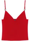 Versace Safety Pin Knit Crop Top In Rouge