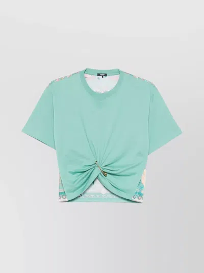 Versace Safety Pin Twist Baroque T-shirt In Green