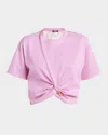 Versace Safety-pin Twisted Crop T-shirt With Underwater Barocco Silk Twill Back
