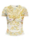 Versace Underwater Barocco Safety Pin Gathered Top In Yellow
