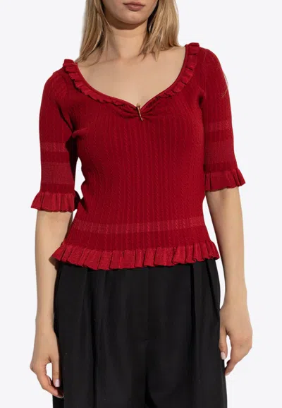 VERSACE SAFETY-PIN WOOL BLEND KNIT TOP