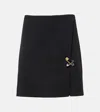 Versace Safety Pin A-line Wool Mini Skirt In Black