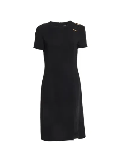 Pre-owned Versace Safety-pin Midi Dress In Black