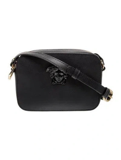 Pre-owned Versace Saffiano Leather Crossbody Bag In Black