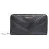 Versace Saffiano Leather Logo Stitch Continental Wallet In Black