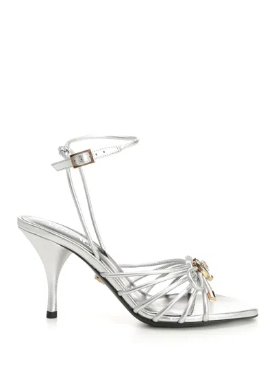 VERSACE SANDAL T.85 LAMB LEATHER SANDALS SILVER