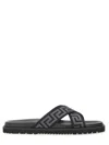 Versace Greca Jacquard Flat Slides In Black