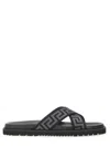 Versace Greca Jacquard Flat Slides In Black