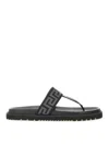 Versace Logo Strap Open Toe Rubber Sole Sandals In Black
