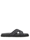 Versace Greca Jacquard Flat Slides In Black