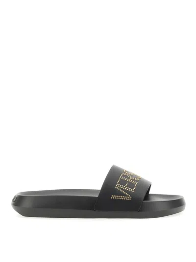 Versace Sandal With Logo In Black