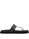 Versace Logo Strap Open Toe Rubber Sole Sandals In Black