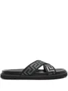 Versace Greca Jacquard Flat Slides In Black