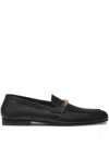 Versace Loafers With Chain Detail And Gold-tone Hardware In Black