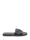 Versace Round Toe Slippers In Black