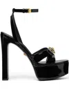 Versace Medusa Velvet Platform Sandals In Black