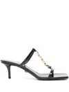 Versace 'medusa '95' Black Low Sandals With Logo Detail In Black