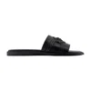 Versace Round Toe Slippers In Black