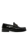 Versace Medusa Crocodile-embossed Leather Loafers In Black