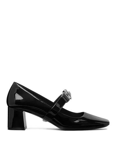 Versace Gianni Ribbon Patent Leather Dé In Black