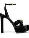 Versace Medusa Velvet Platform Sandals In Black