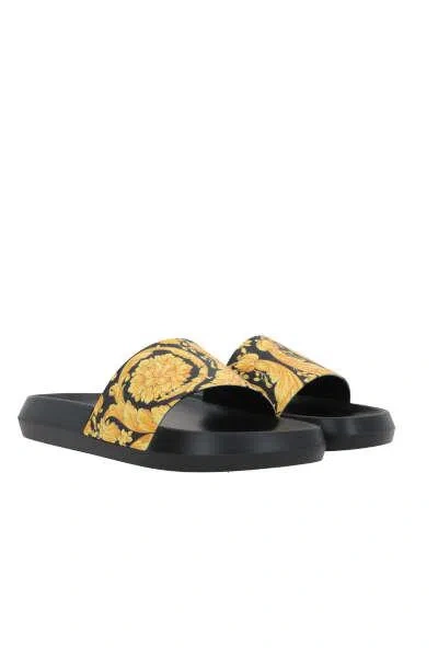 Versace Sandals In Black+gold