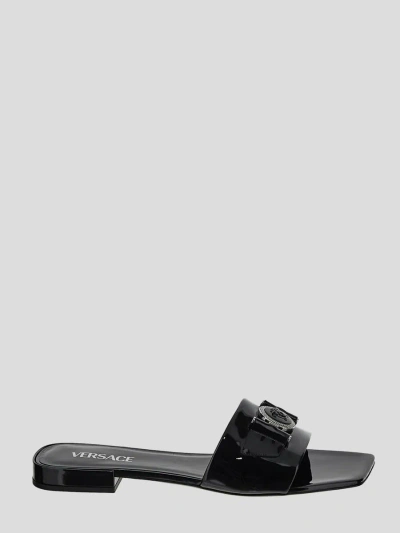 Versace Sandals In Blackpalladium