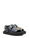 Versace Medusa-plaque Leather Sandals In Blue
