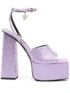 Versace Heel Platform Sandals Open Toe Embellished In Lavanda