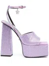 Versace Heel Platform Sandals Open Toe Embellished In Lavanda