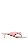 Versace Woman Pink Satin Gianni Ribbon Thong Mules In Pink