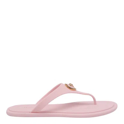Versace Alia Medusa Rubber Thong Sandals In Pink