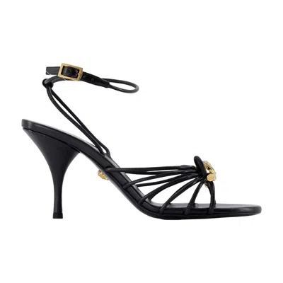 Versace Nappa Leather Sandals Strappy Design Ankle Strap In Animal Print
