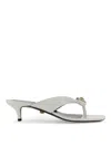 Versace Woman Thong Sandal Off White Size 7 Calfskin In White