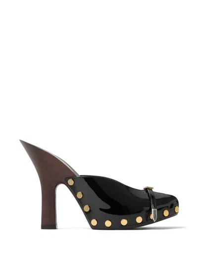 Versace Sassi Sabots Vernis 105 Mm In Black