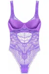 Versace Greca Lace Bustier Sleeveless Bodysuit In Bright Dark Orchid (purple)