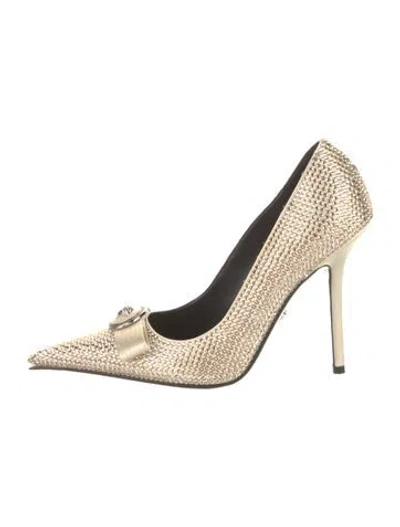 Pre-owned Versace Satin Animal Print Pumps