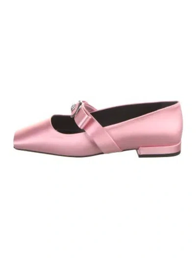 Pre-owned Versace Satin Bow Accents Mary Jane Flats In Pink