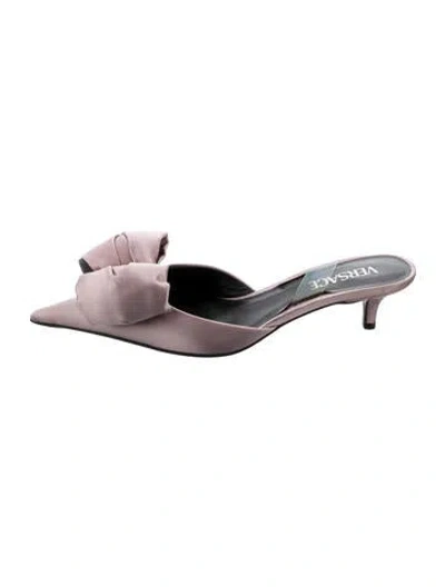 Pre-owned Versace Satin Bow Accents Mules In Pink