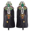 Versace Satin Byzantine Cross Encrusted Heels In Black