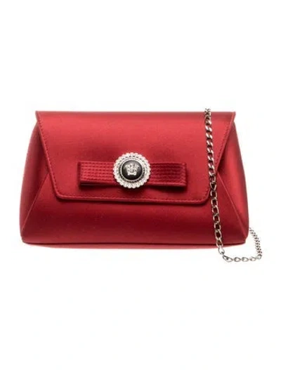 Pre-owned Versace Satin Clutch In Red