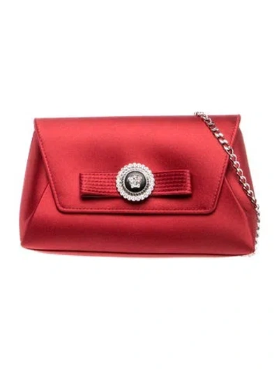 Pre-owned Versace Satin Clutch In Red