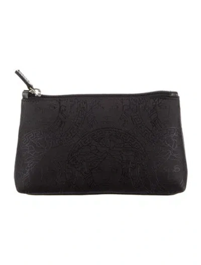 Pre-owned Versace Satin Cosmetic Bag In Black
