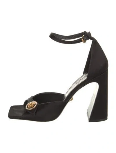 Pre-owned Versace Satin Crystal Embellishments D'orsay Pumps In Black