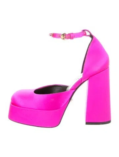 Pre-owned Versace Satin Crystal Embellishments D'orsay Pumps In Pink