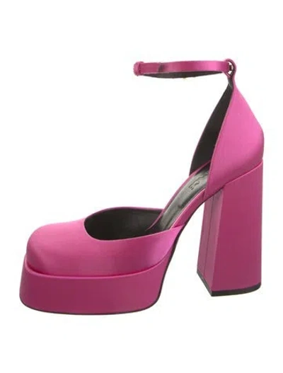 Pre-owned Versace Satin Crystal Embellishments D'orsay Pumps In Pink