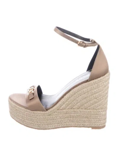 Pre-owned Versace Satin Crystal Embellishments Espadrilles In Neutrals