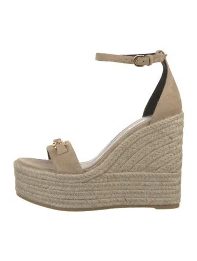 Pre-owned Versace Satin Crystal Embellishments Espadrilles In Neutrals