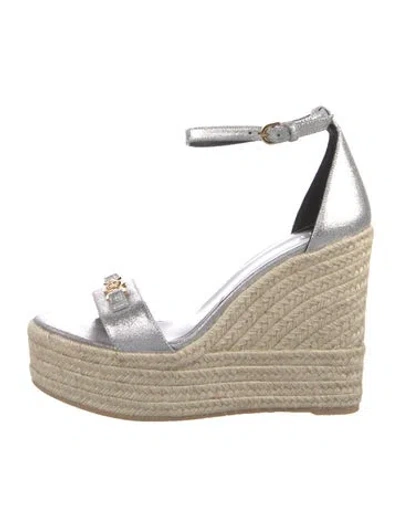 Pre-owned Versace Satin Crystal Embellishments Espadrilles W/ Tags