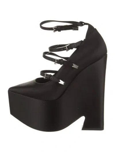 Pre-owned Versace Satin Crystal Embellishments Pumps In Black